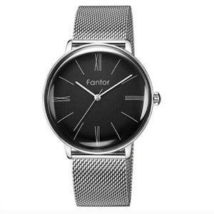 Silver and Black Fantor Waterproof Dress Watch